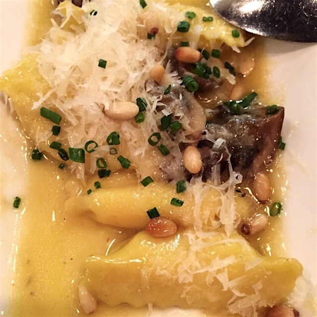 melt in your mouth sweet corn agnolotti with mushrooms, pine nuts & so much butter.