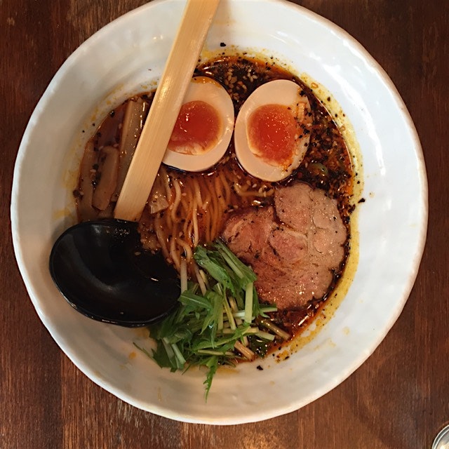 Tasty spicy ramen at a nice little place in Shibuya. English menu, helpful staff. 