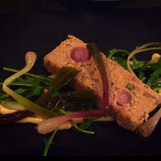 Chicken of the woods terrain with pickled breakfast radishes + ramps & a harissa aioli. #proof #dsm