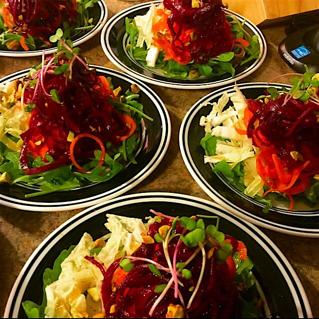 Twisted Beet & Carrot Salad w/ Miso Ginger Dressing 