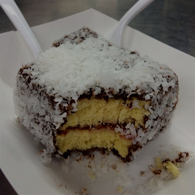 Just found out about this treat from Down Under - the lamington! Sponge cakes sandwiching raspber...