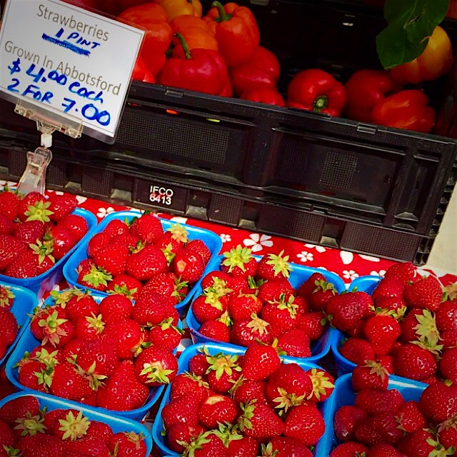 Our Farmer's Market here on the West Coast in Vancouver opened today!! Freshly picked strawberrie...