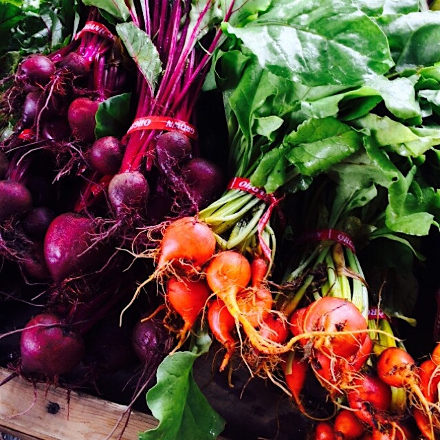 Saturday morning farmers market. Beets looking for feta