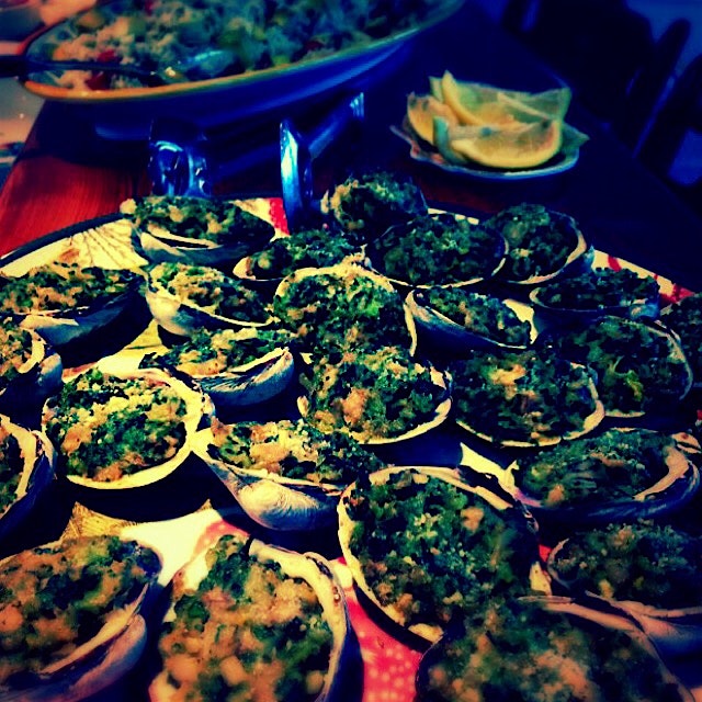 Baked Clams and Fresh Crab Salad - Perfect Meal While Enjoying the Ocean View :) 