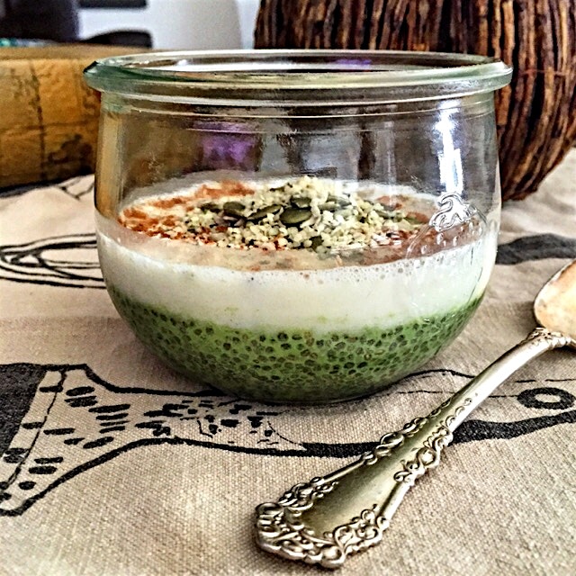 Thanks to @gingerandchorizo I have a yummy breakfast today. Matcha Chia Pudding. And more fun stu...