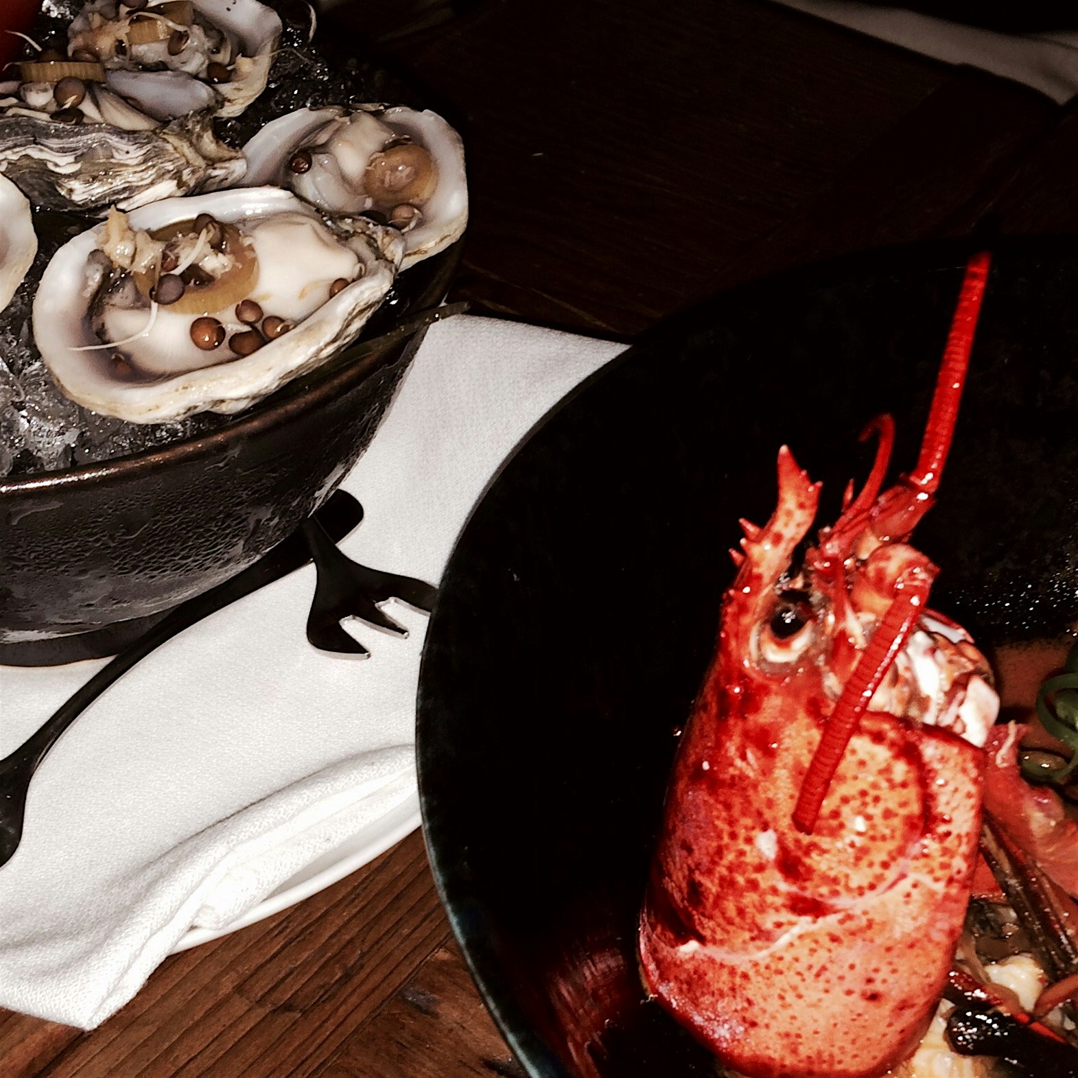 Kusshi Oysters and Chili Lobster at Marc Forgione Tribeca 