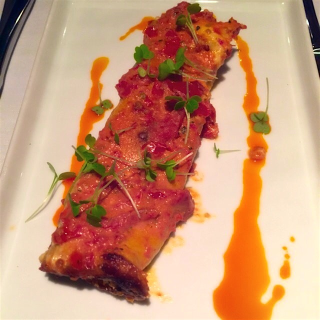 My favorite of the ten courses: pancakes with fresh local tomatoes sweet oblivious garlic & cream...