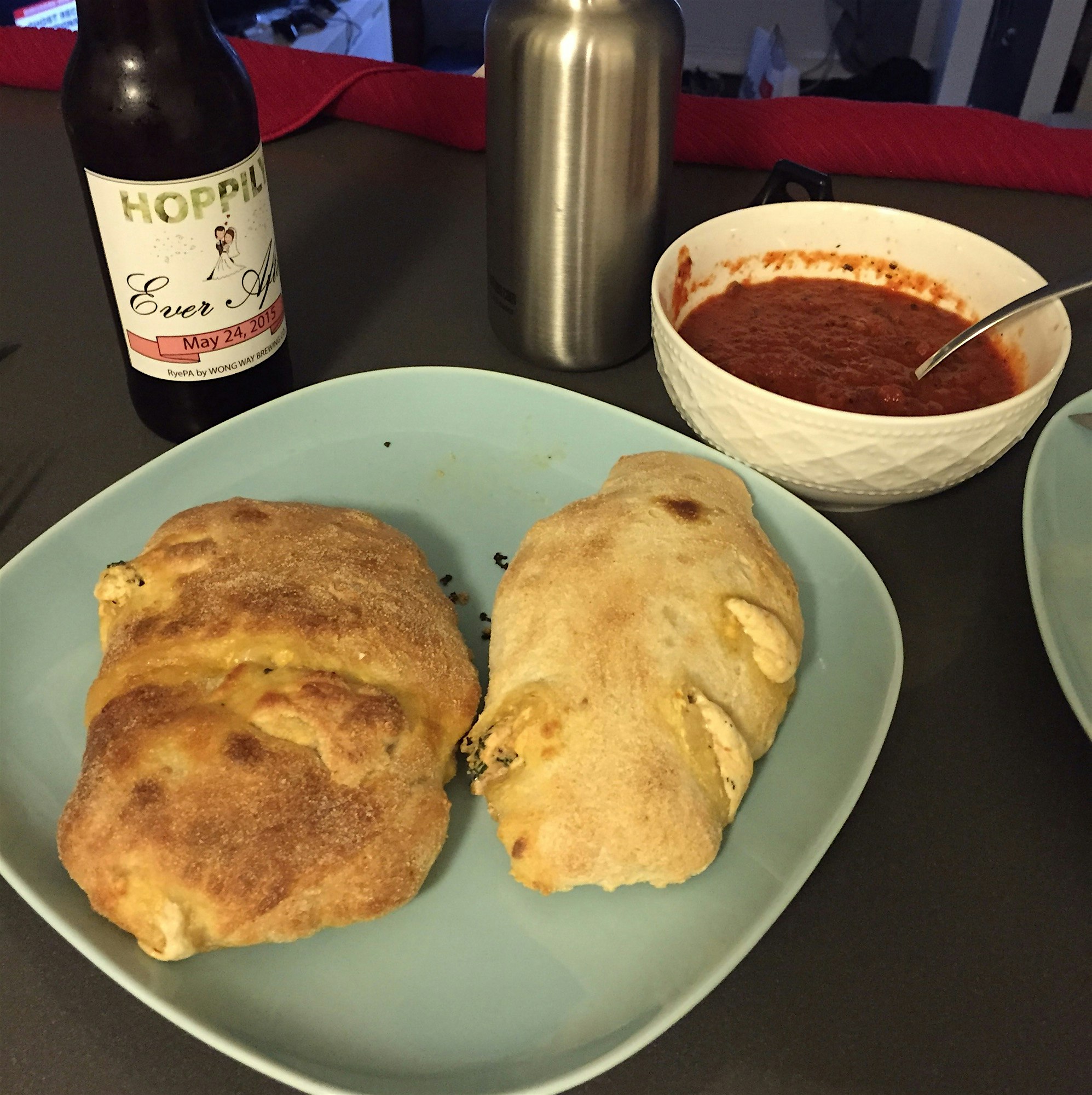 Tried my hand and calzones last night. Filled with kale, ricotta, fresh mozzarella, roasted garli...