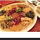 Delicious and varied flavors on this Ethiopian platter.