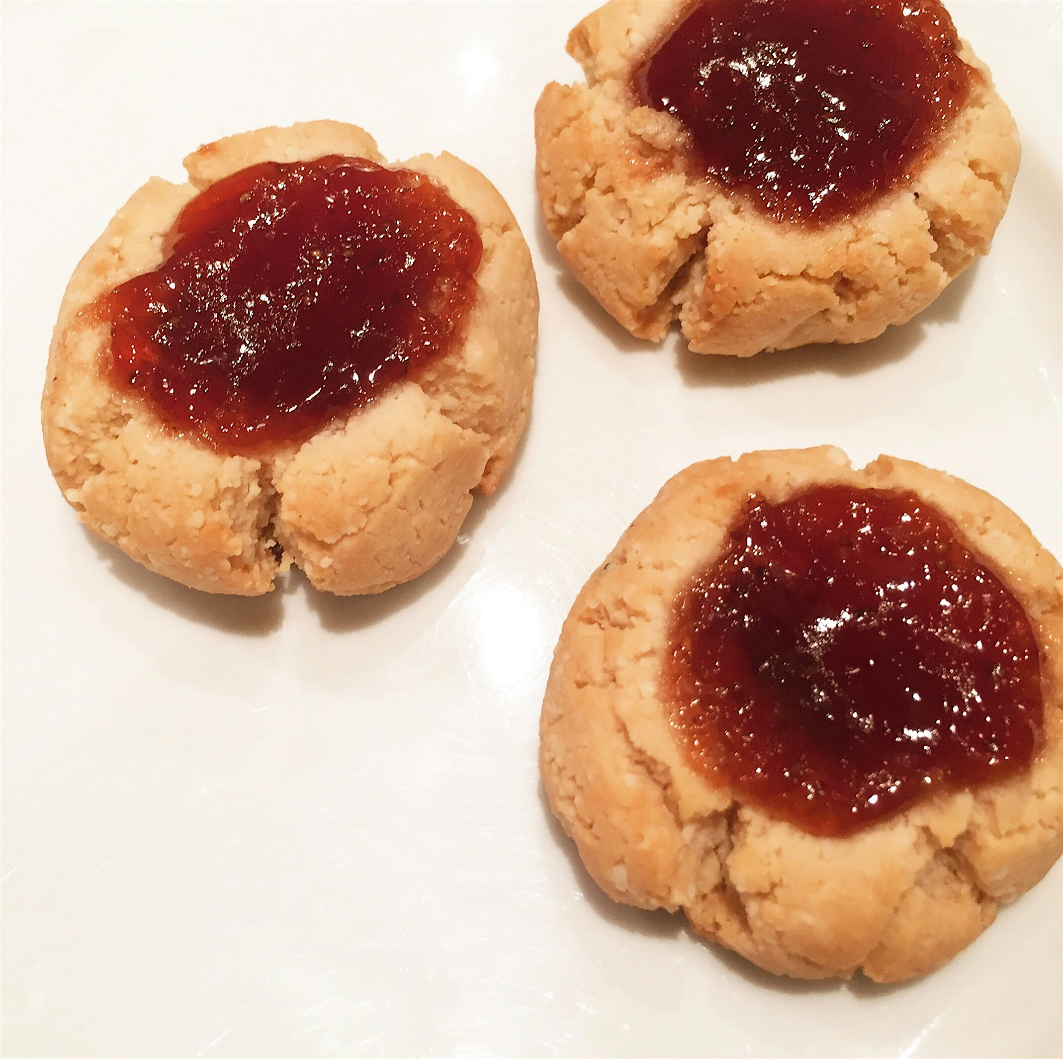 Thumbprint cookies! They're vegan and gluten-free but you'd never know...