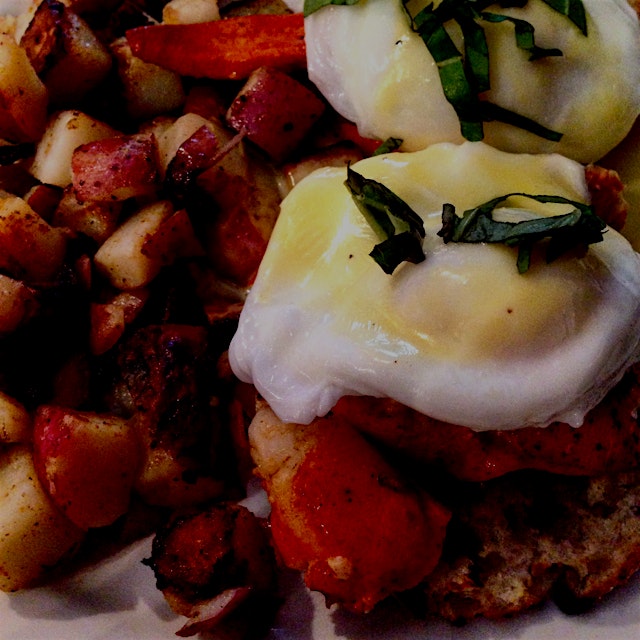 Lobster Benedict in Bar Harbor, Maine. My plan to eat lobster every day on vacation is a huge suc...