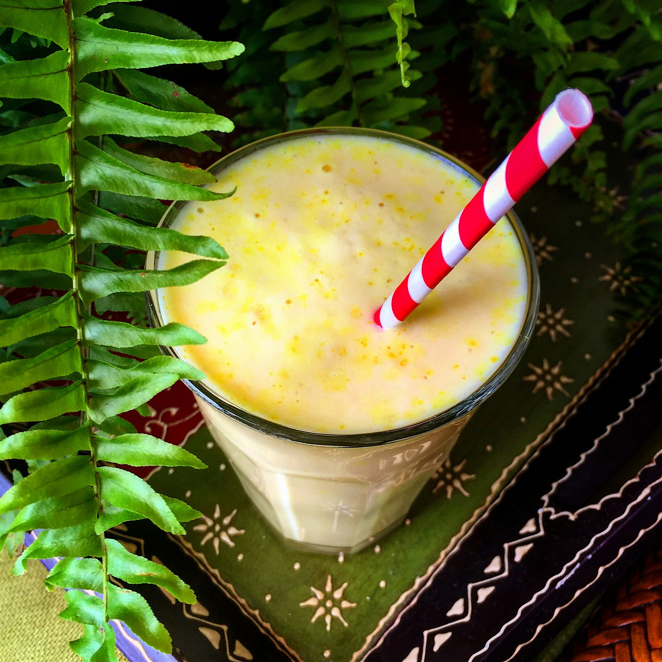 Pineapple Lassi. There's grated, fresh turmeric hidden in there, but I won't tell. 