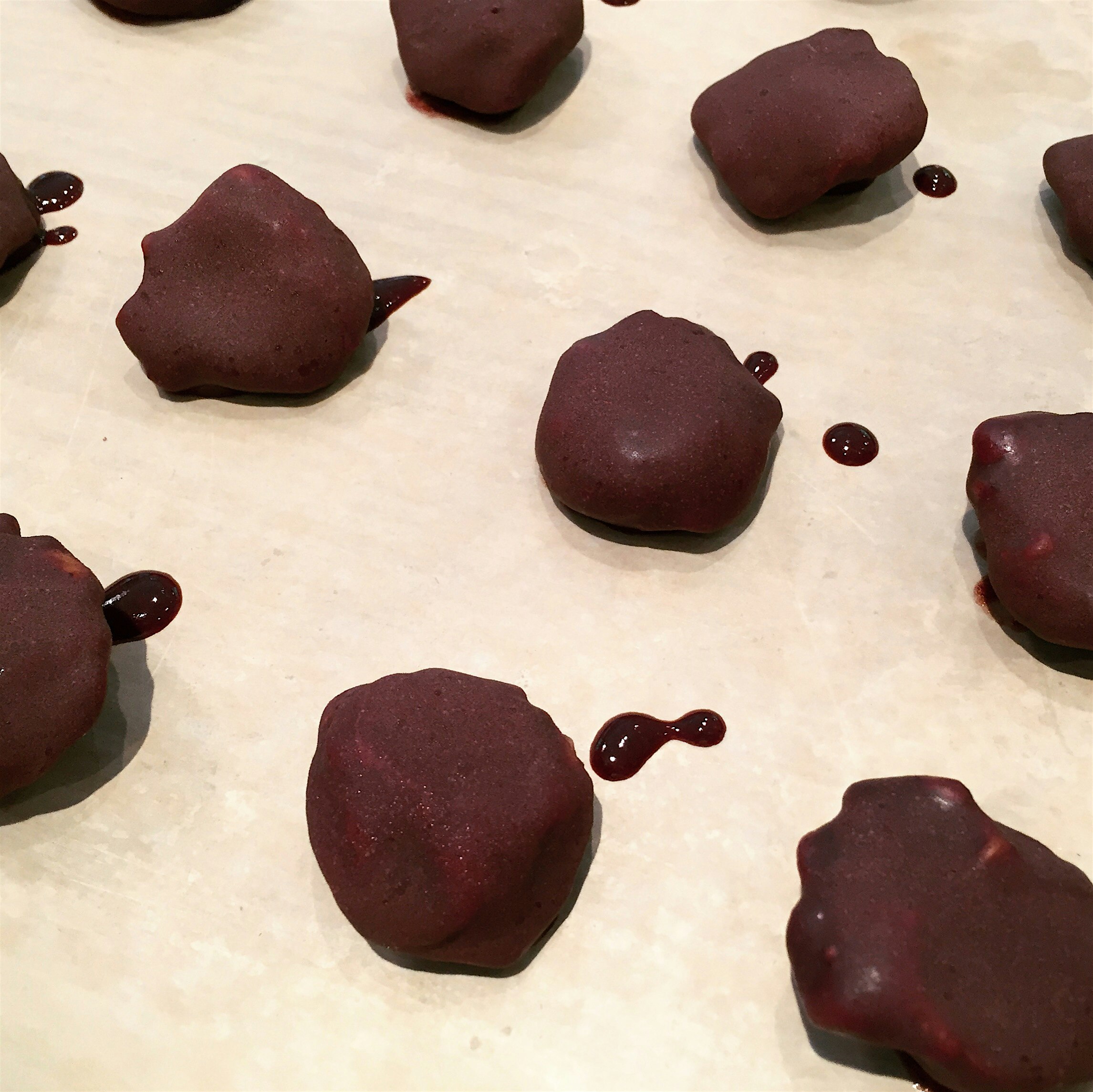 Chocolate covered peanut butter bites for a treat!