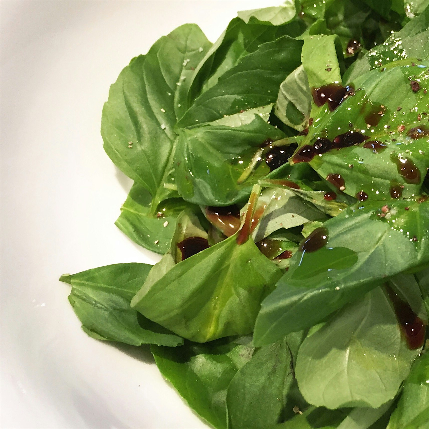 A fresh basil salad is delicious with eggs!