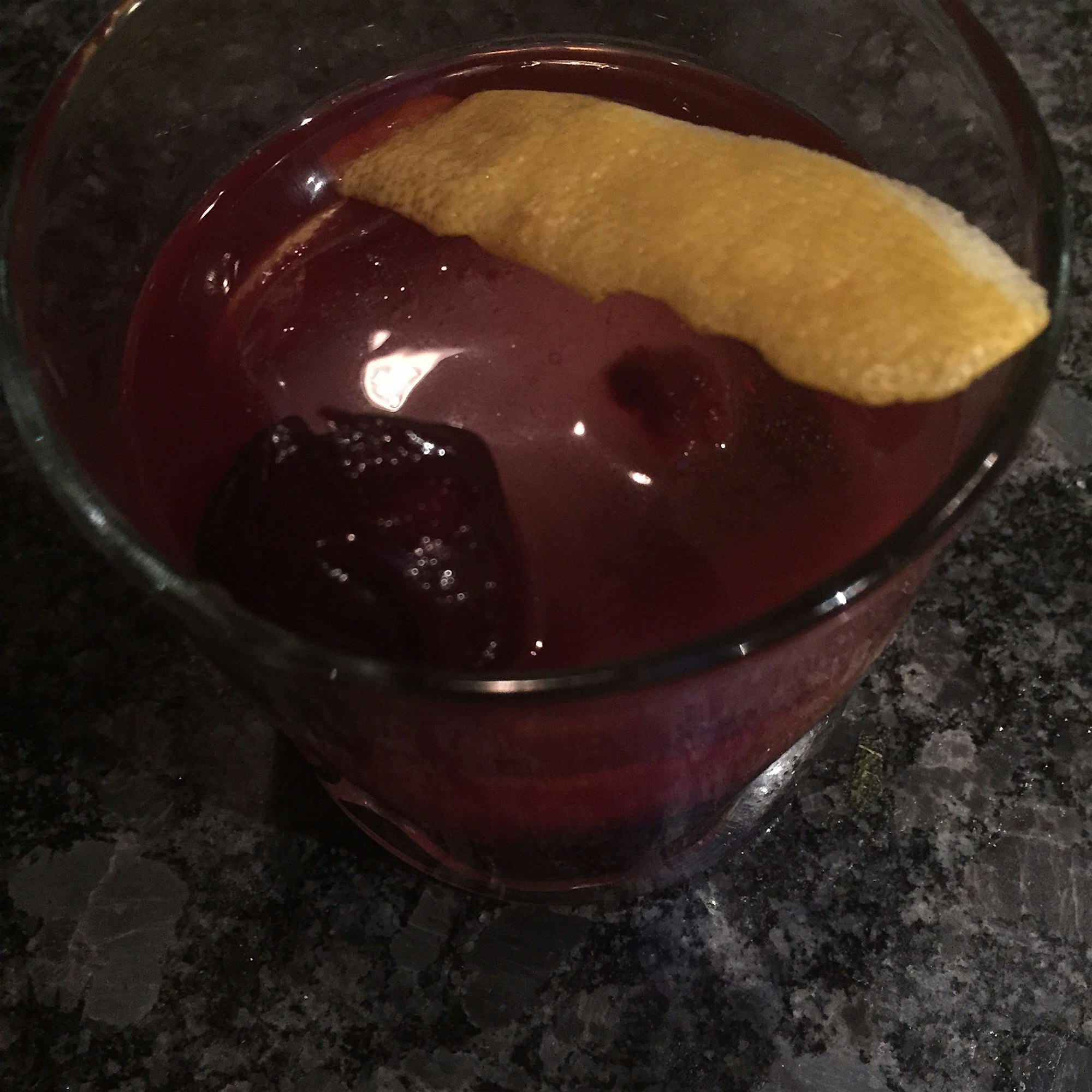 Black cherry old fashioned with Templeton Rye