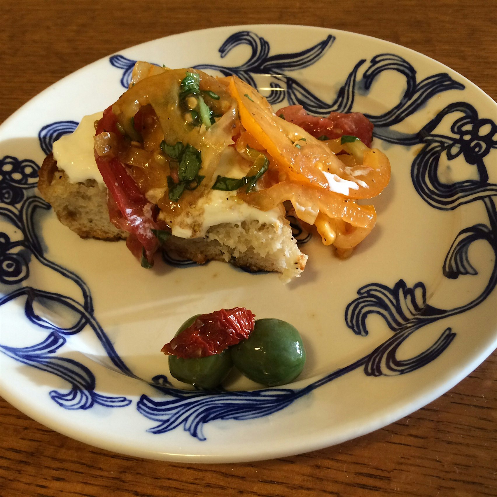 Super Decadent Heirloom & Burrata Caprese over Garlic Toast 
