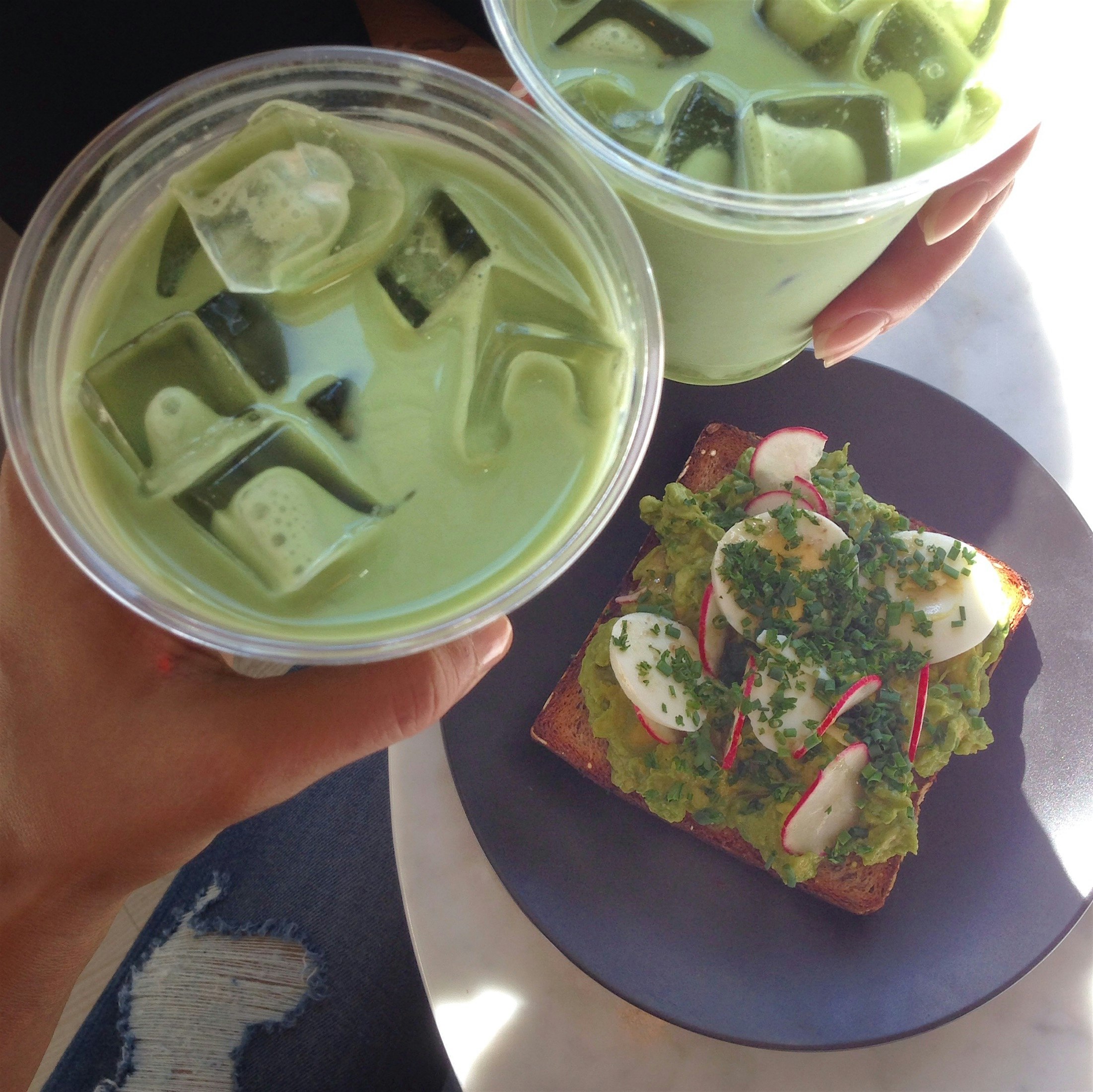 love matcha green tea and avocado toast!! 