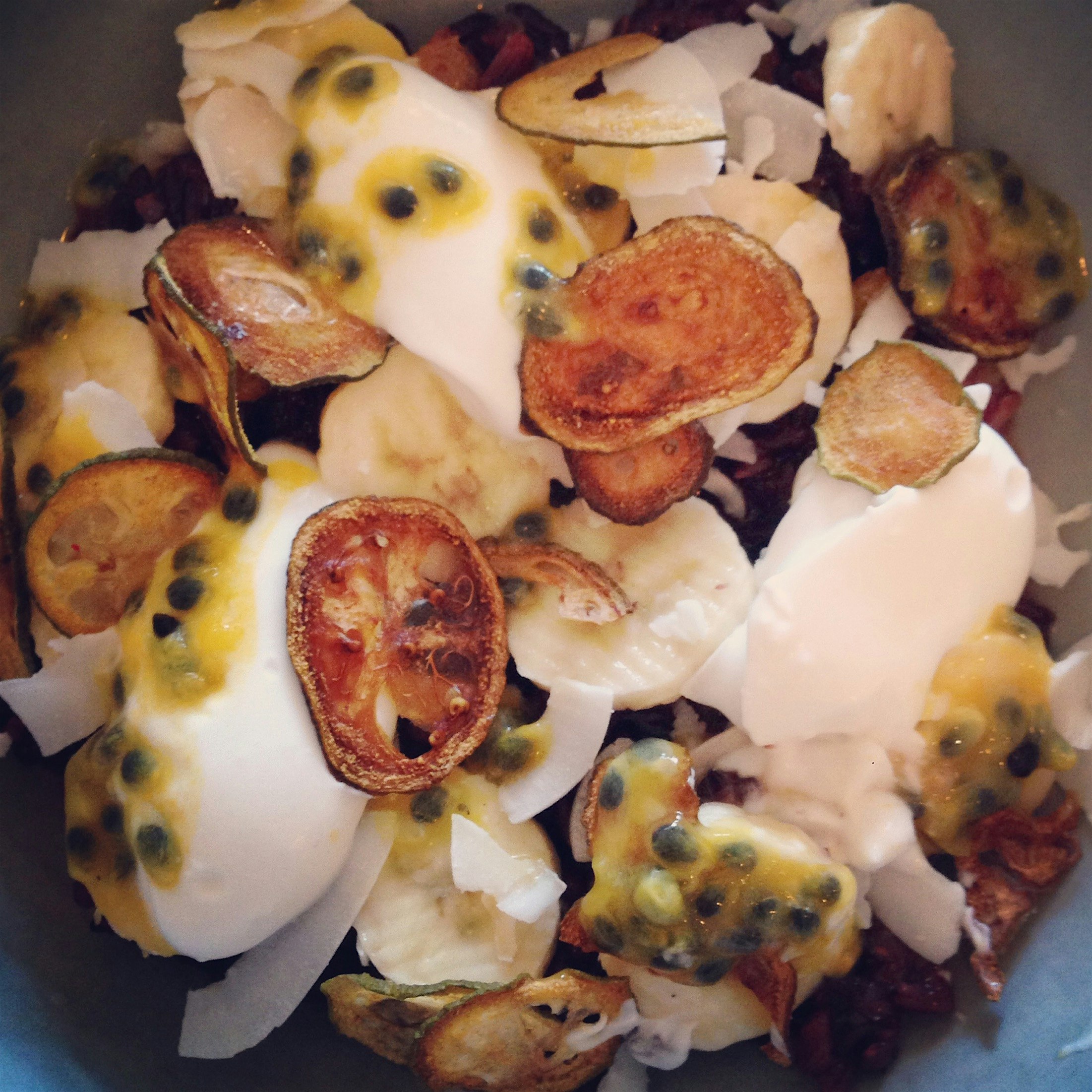 Bowl of goodness. First time eating "coghurt", coconut yoghurt! So light & smooth. 