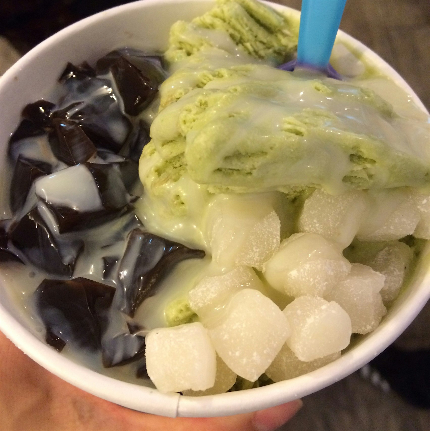 Seems like a perfect antidote to a balmy summer night- matcha shaved ice topped with mochi, grass...