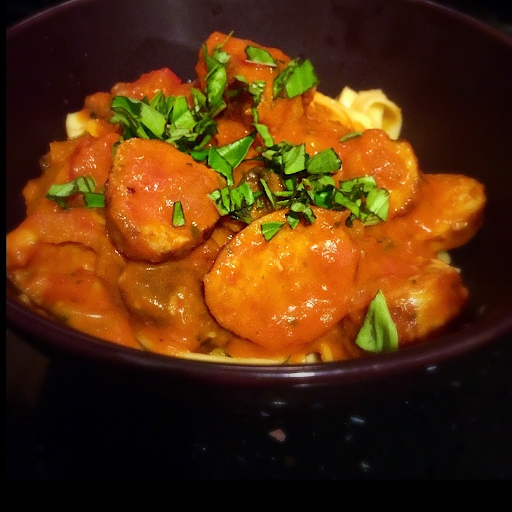 Got to use the fresh basil from my humble backyard to top off this delicious dish, made with chic...