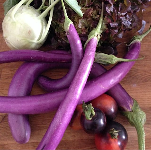 Tompkins Square Park green market bounty! Love the shape of these gorgeous eggplants.