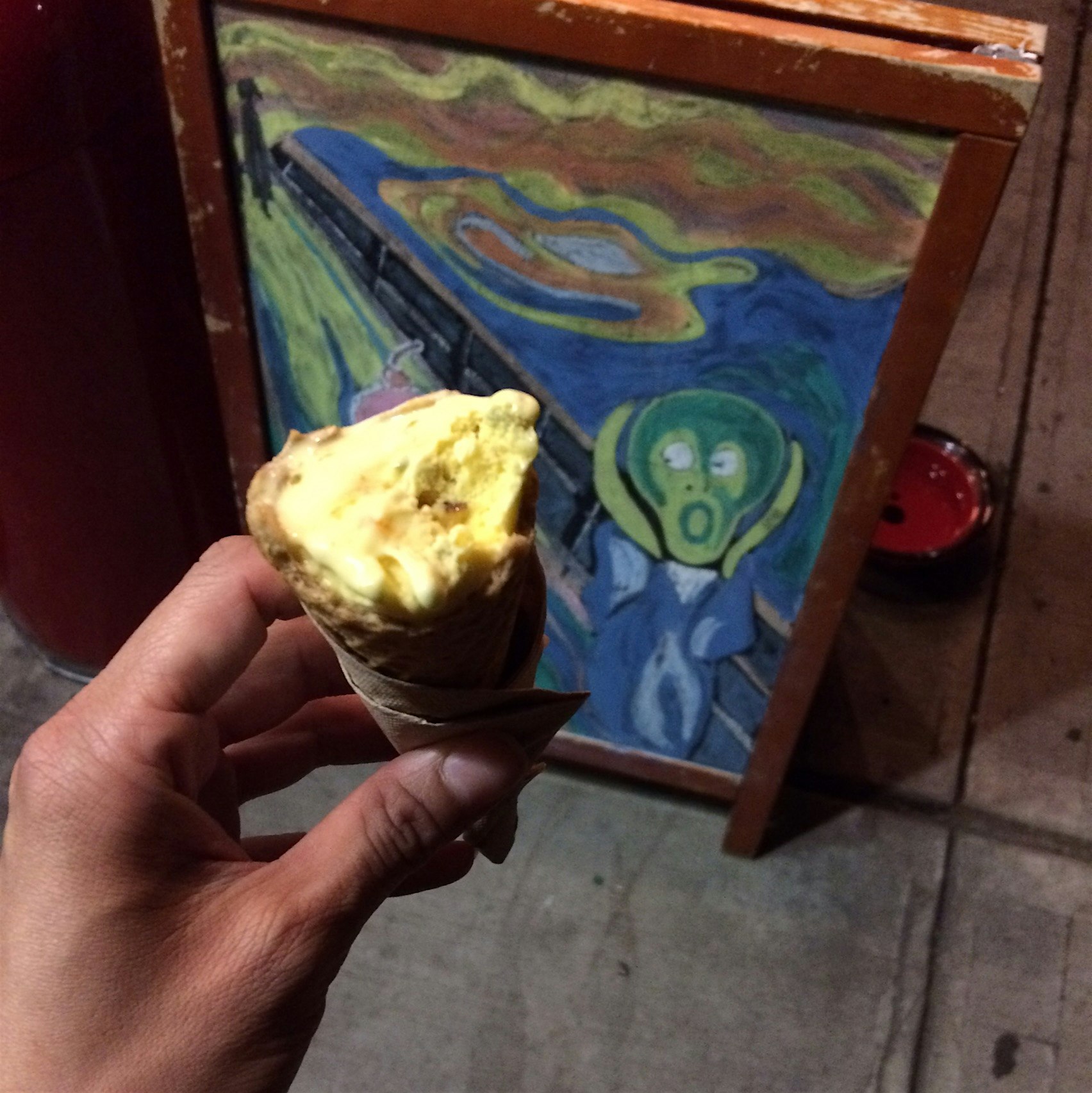 Summer nights call for Saffron-Passionfruit ice cream with chewy pieces of dried fruit.