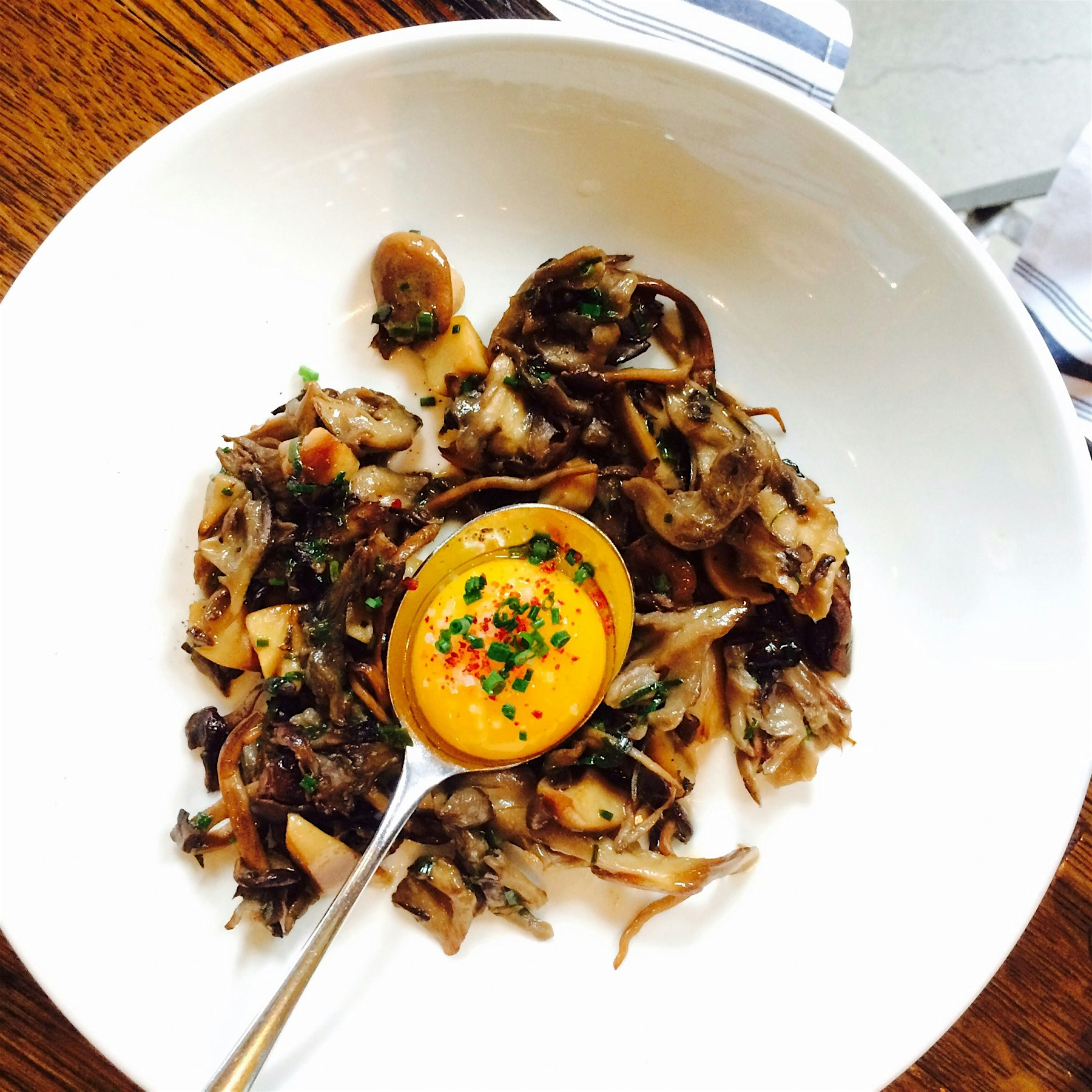 Such a simple shiitake mushroom dish with an egg yolk To add some decadence. Birthday weekend kic...