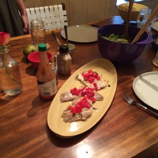 This is something called Chili Pepper Rockfish (the fish's name!). Not pictured: Roasted russets,...