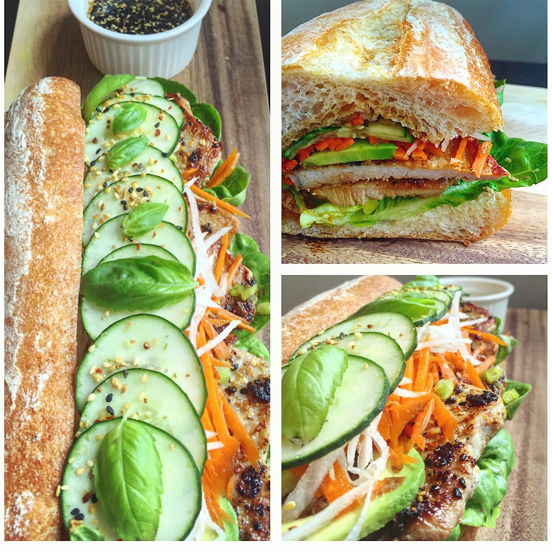 Grilled pork banh mi sandwich for a lunch event today