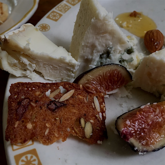 Raw local cheeses; Eating our way through the Hudson Valley, the Italian chestnut honey was extra...