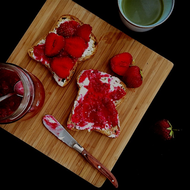 The red currant sauce I made yesterday is on my toasts this morning! With goat cheese and fresh s...
