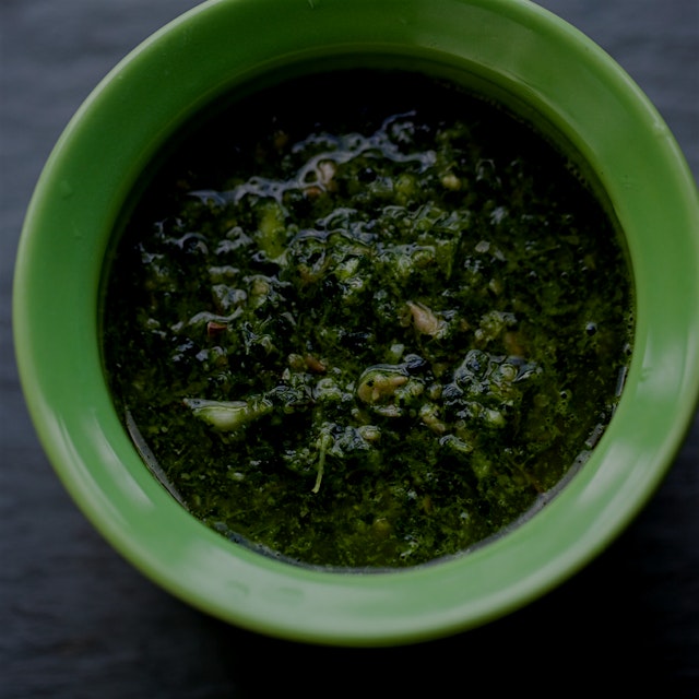 Whipped up some kale pesto and instead of pine nuts, I used some sunflower seeds. POW!!!