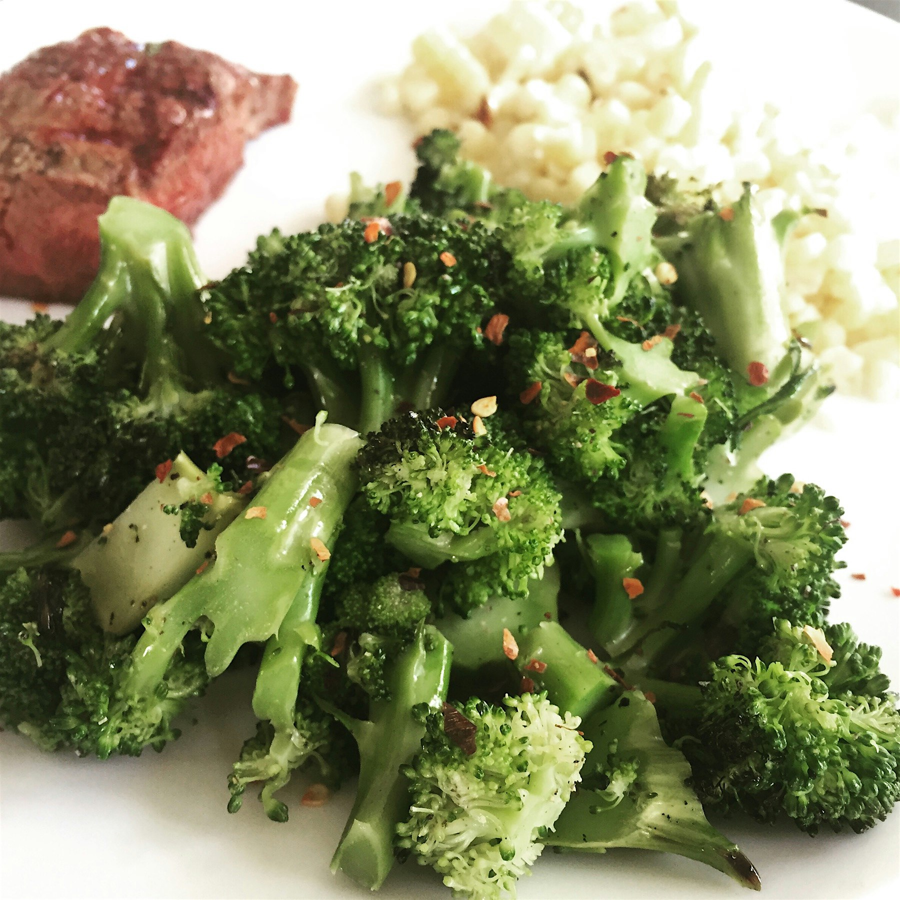 Dinner plate! Broccoli is the main event with a side of corn and steak #plantpower #projectvegeta...