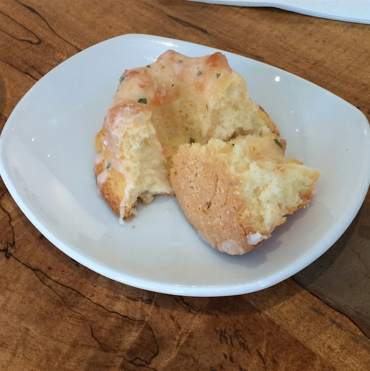 Came in for a coffee, found this little bundt too! grapefruit- mint chiffon cake, zesty and perfe...