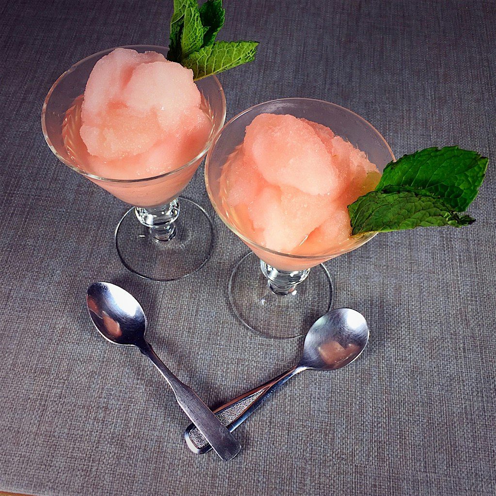 Grapefruit sorbet with mint for a hot summer in Florida! In upcoming Real Food Real Kitchens mag.