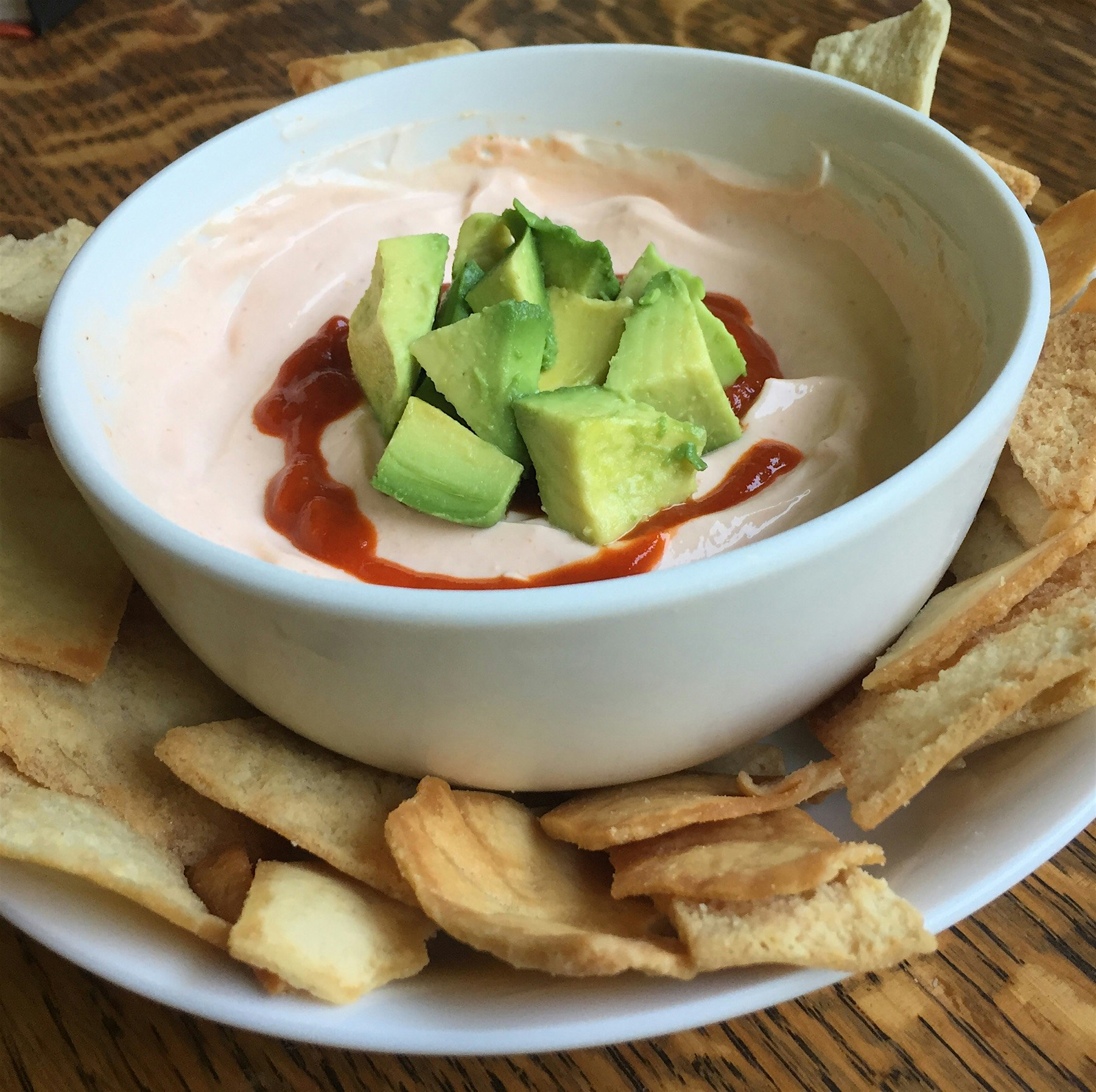 Made a killer sriracha Greek yogurt dip (so good I had to stop myself from eating it all)