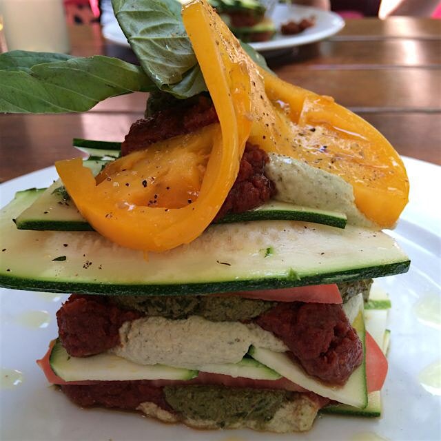 Heirloom tomato and zucchini lasagna for lunch at Pure.