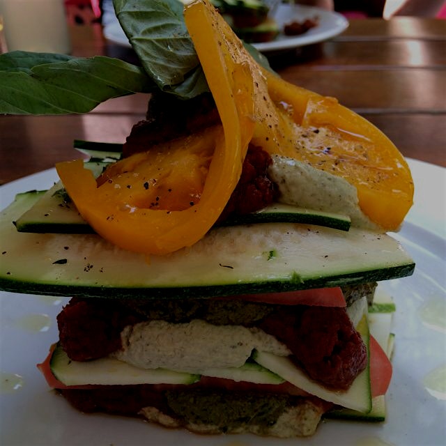 Heirloom tomato and zucchini lasagna for lunch at Pure.