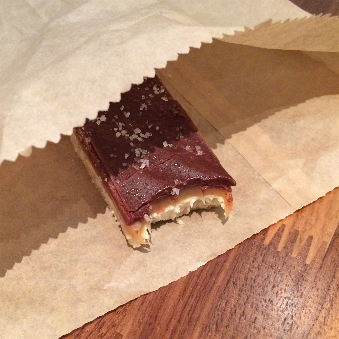 This caramel bar from Baked TriBeCa is a chewier, buttery-er version of a Twix. So happy to not h...
