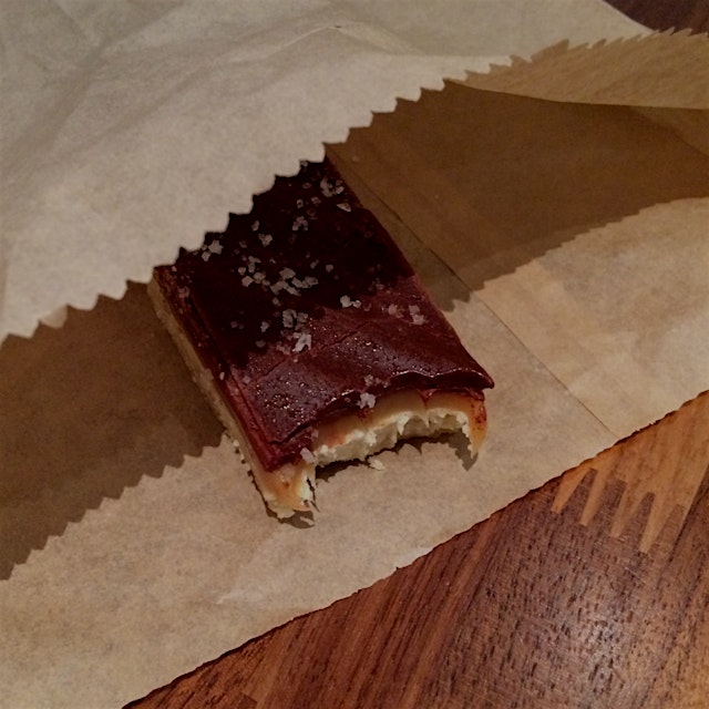 This caramel bar from Baked TriBeCa is a chewier, buttery-er version of a Twix. So happy to not h...