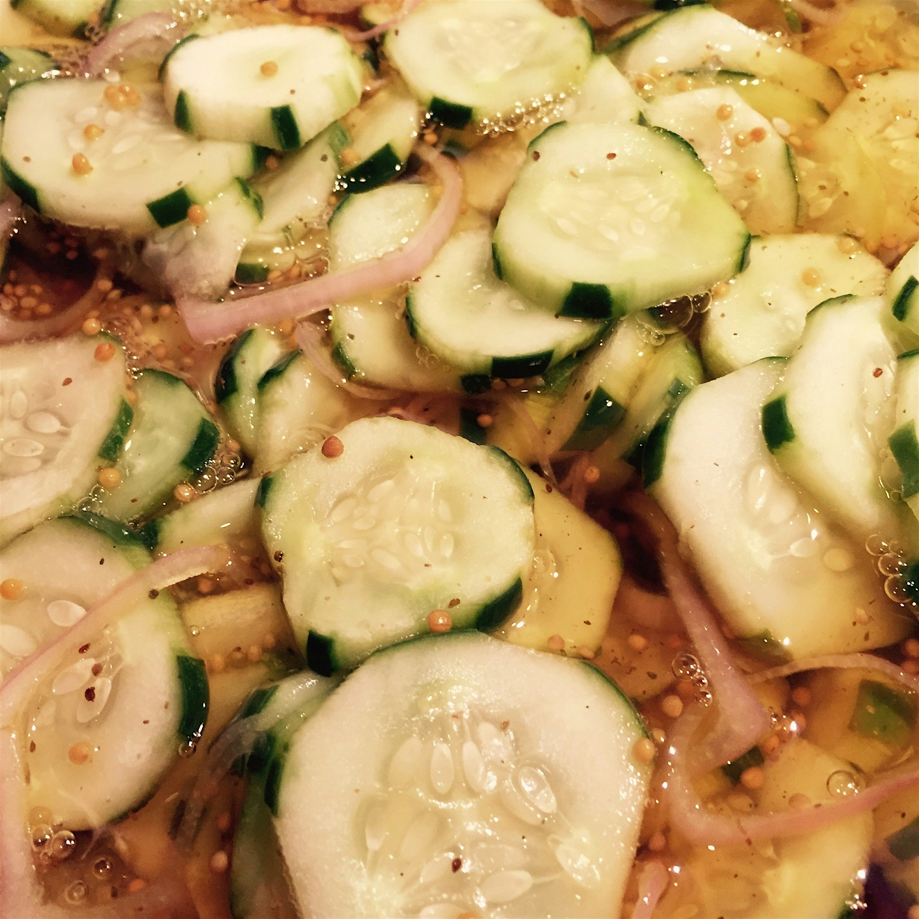 Homemade sweet pickles made w Agave.  