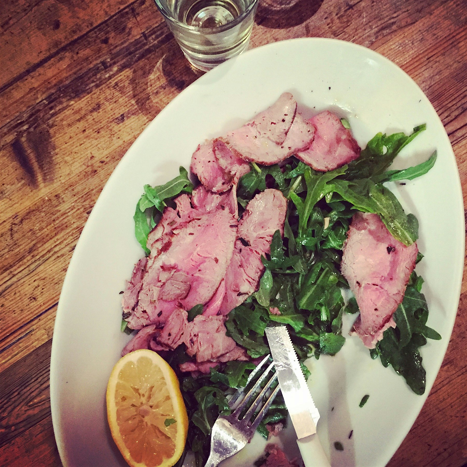 We went to a local Italian restaurant tonight and I had this roasted beef and rockets salad, simp...