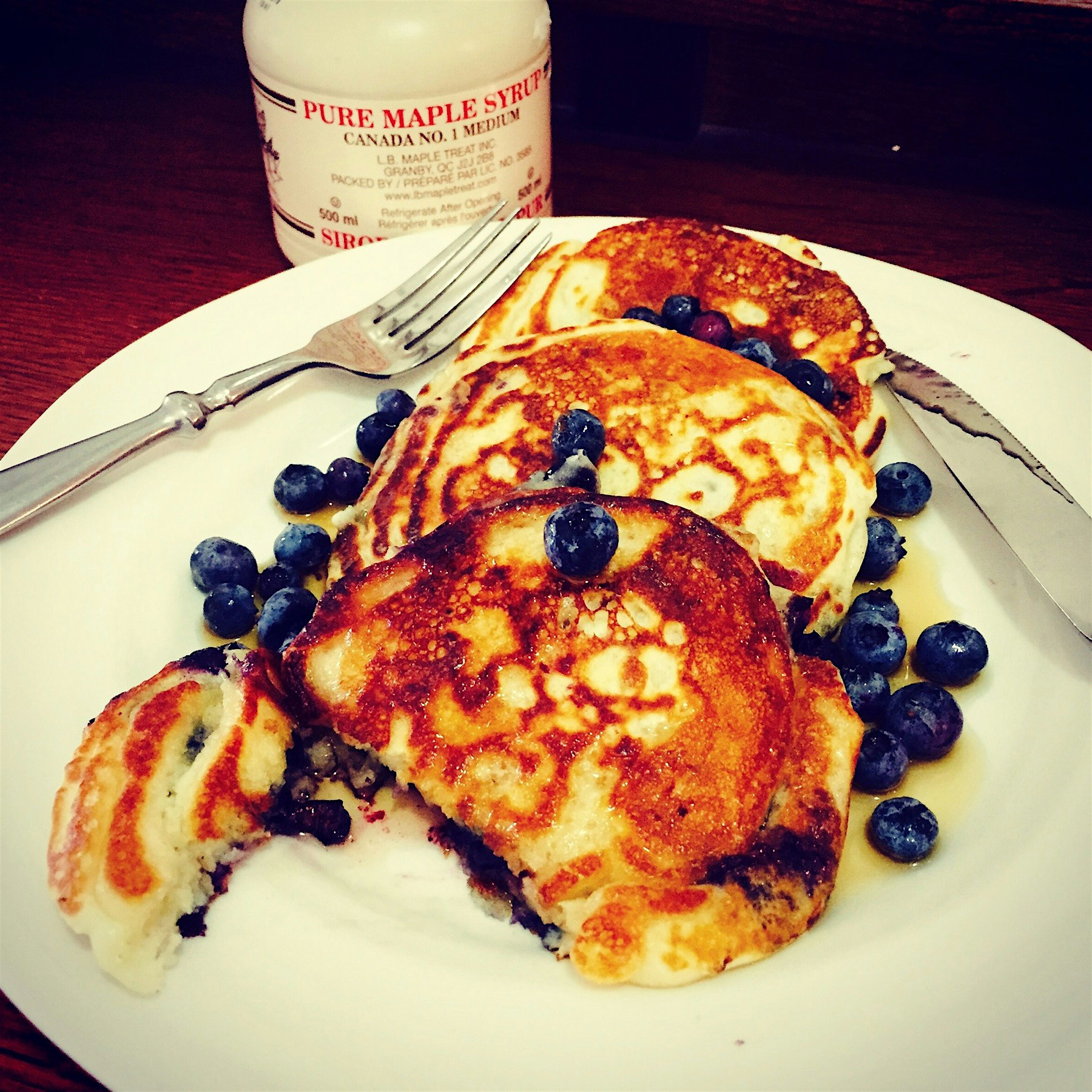 Made pancakes with our fresh blueberries!!!