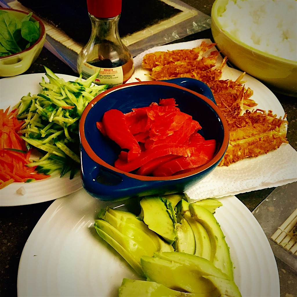 Always fun to get all the fixin's and make sushi with my boy!!! We love it!!!🍣🍣🍣🍣