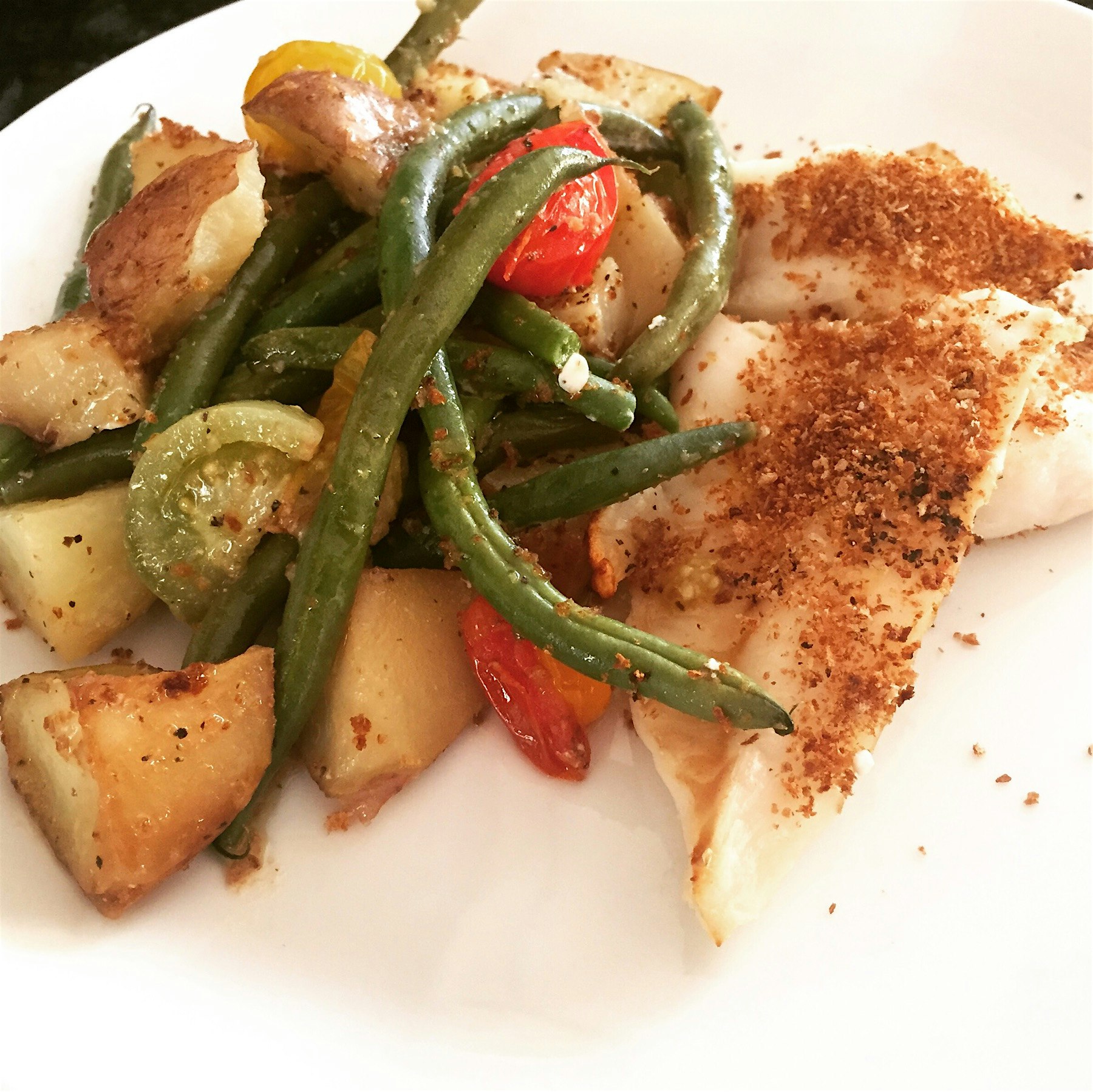 Fish baked over a big pile of veggies! #whatsfordinner