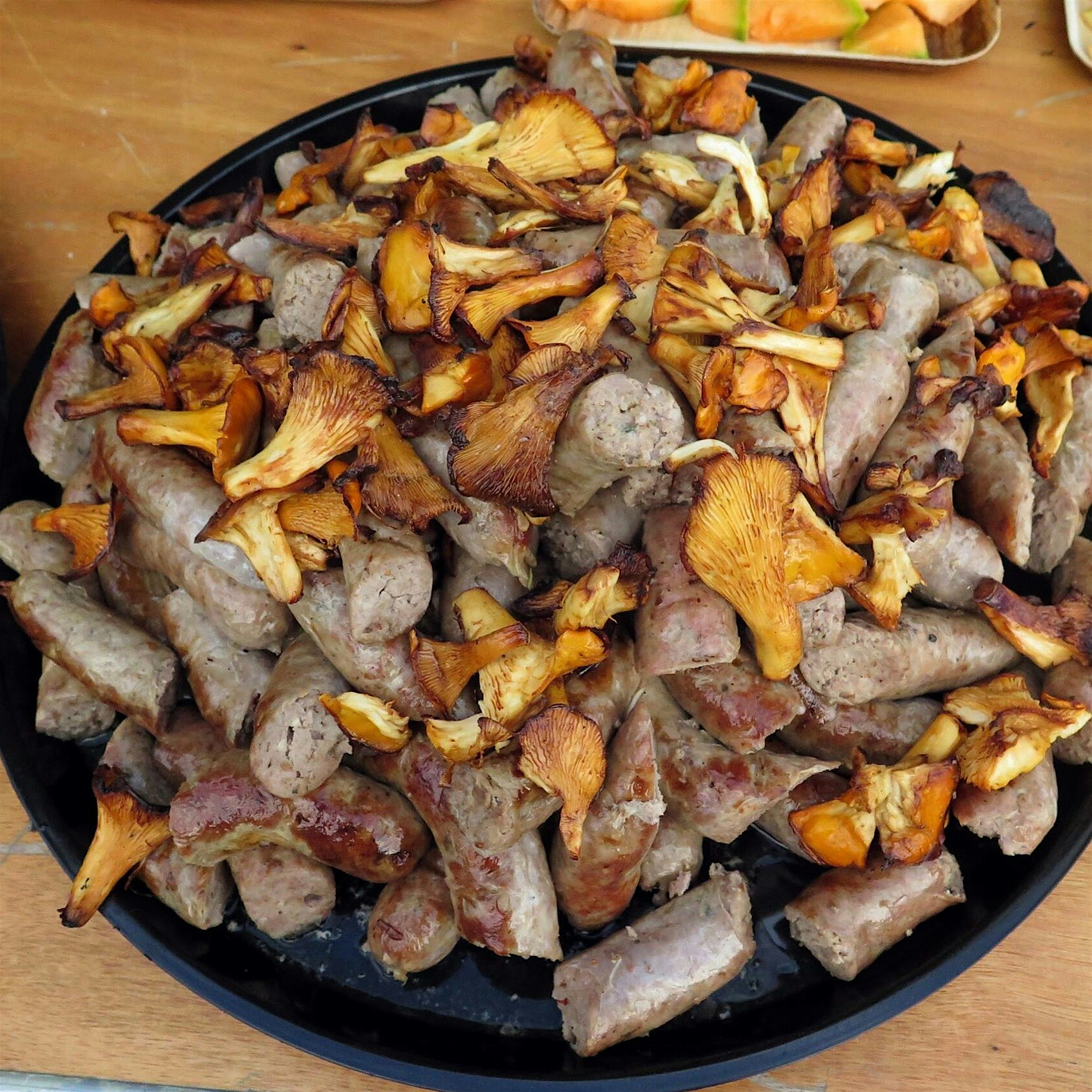 Rabbit / pork / chanterelle sausage for Chefs Consortium event. 