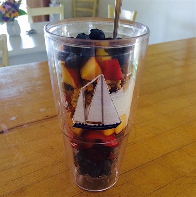 Made it myself! Granola parfait with all fresh fruit in a giant glass. 