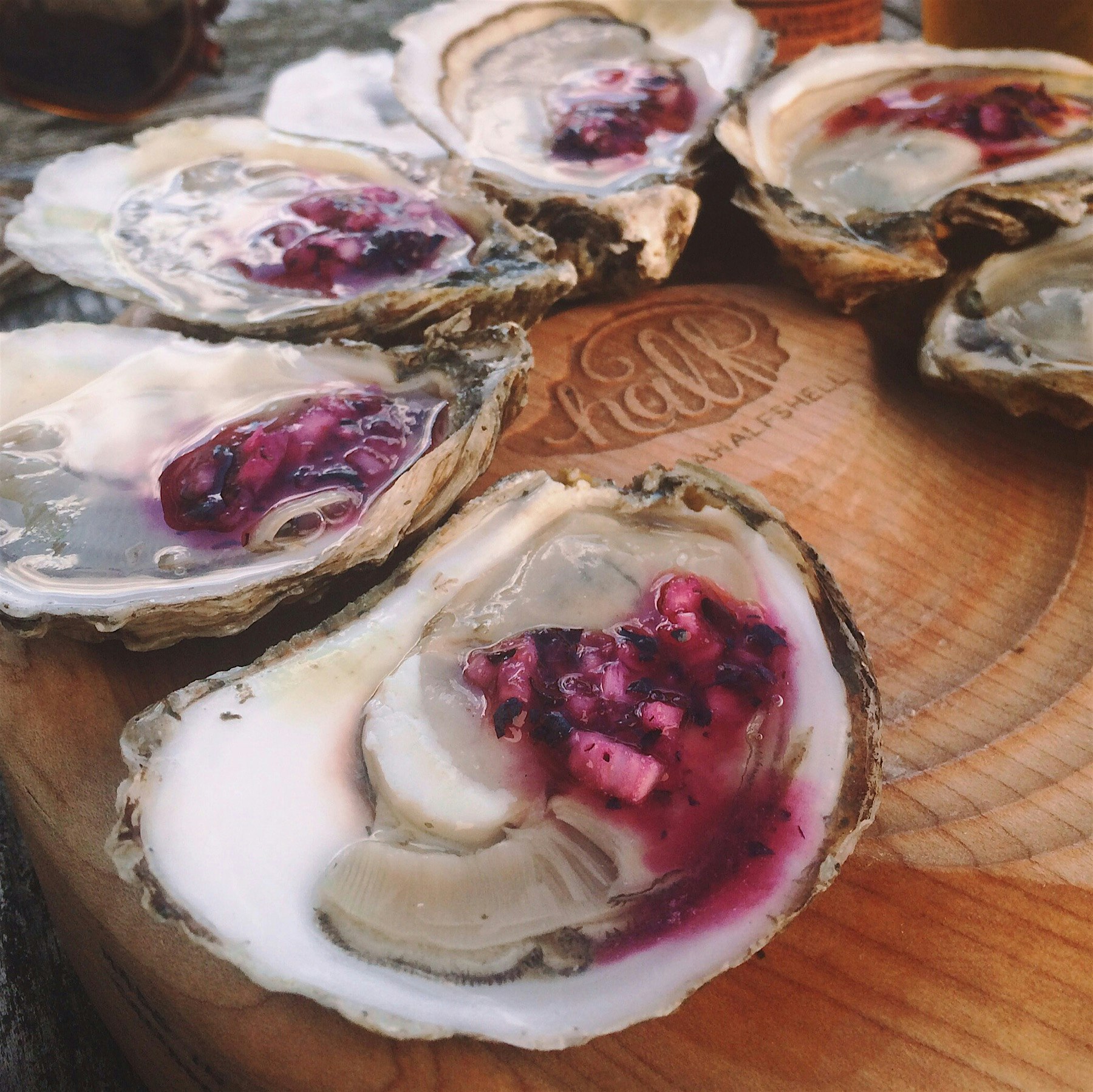 Just created a new summer-inspired oyster accoutrement! Blueberry mignonette is perfect on a doze...