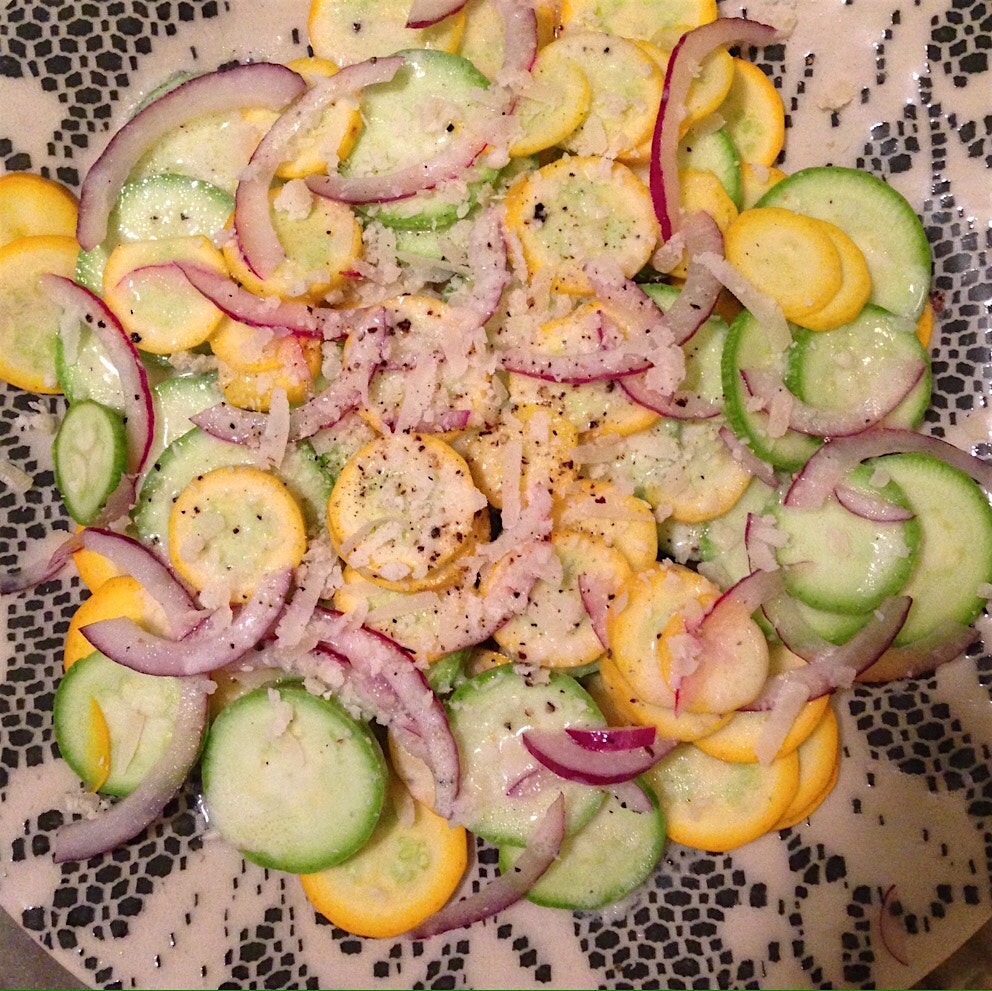 Learned to eat my squash raw in Nashville. Buttermilk dressing makes this simple dish special!