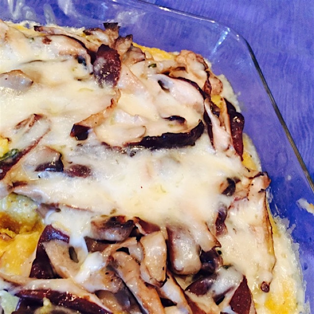 Mushroom polenta with fontina cheese. Recipe at nycdish.wordpress.com